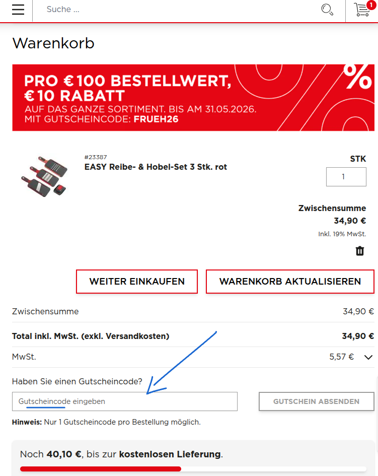 Kuhn Rikon Rabattcode einlösen