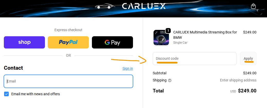 Rabattcode bei Carluex einlösen