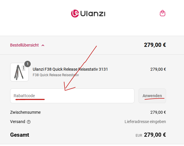 Rabattcode bei ulanzi einlösen
