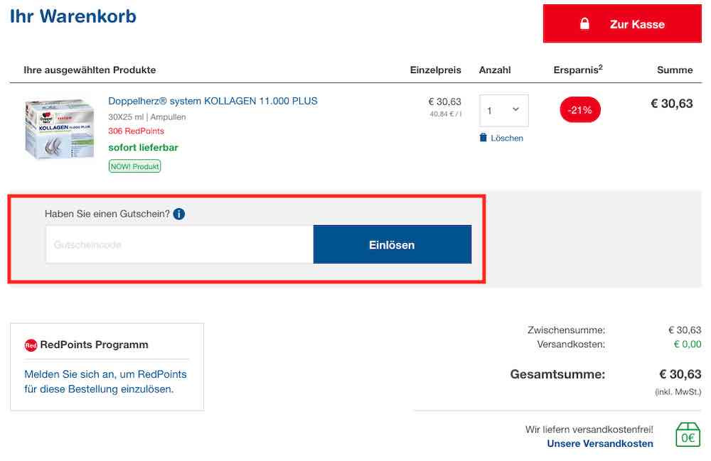 Shop Apotheke Gutschein einlösen