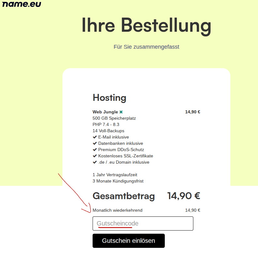 Rabattcode bei name.eu einlösen