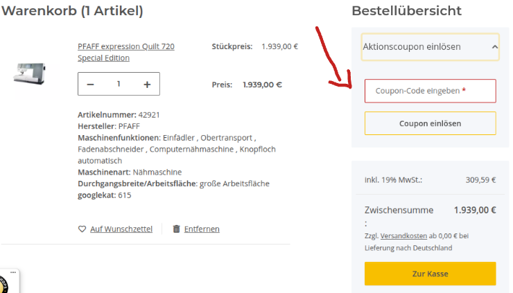 Rabattcode bei Stoffhaus Hanke einlösen