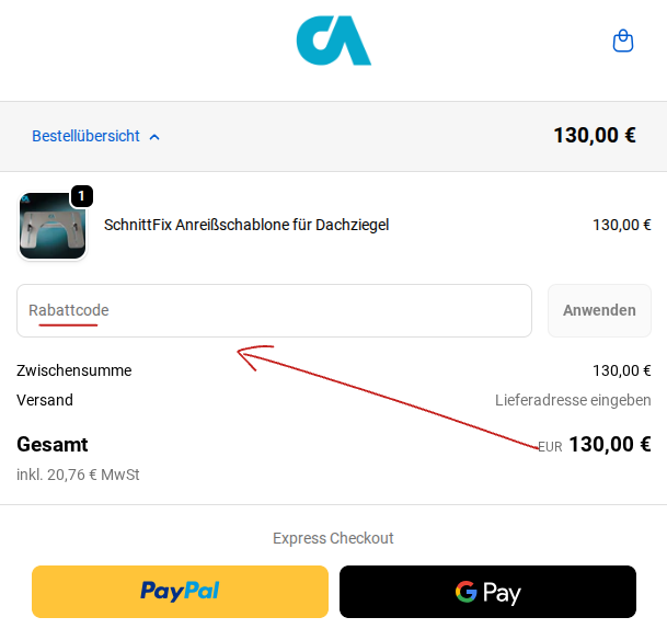 CA Vision Rabattcode einlösen