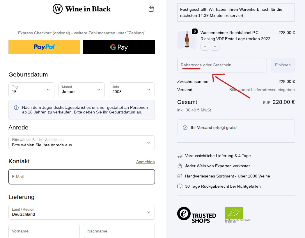 Wein Black Rabattcode