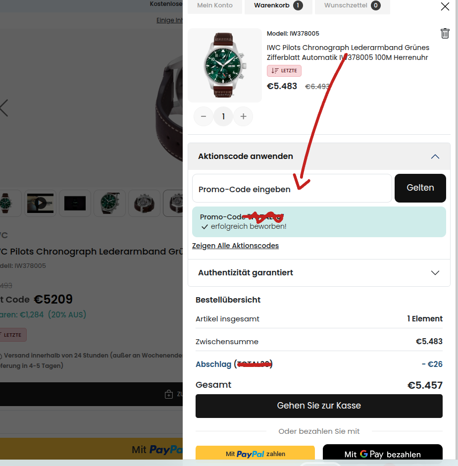 Rabattcode bei CreationWatches einlösen