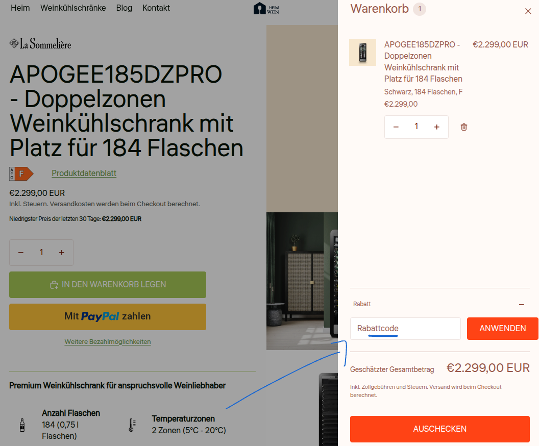 Rabattcode bei Heimwein einlösen.