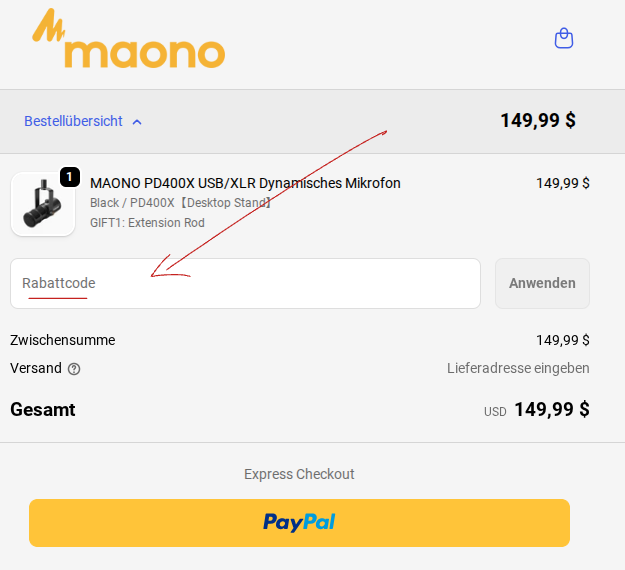 maono Rabattcode einlösen