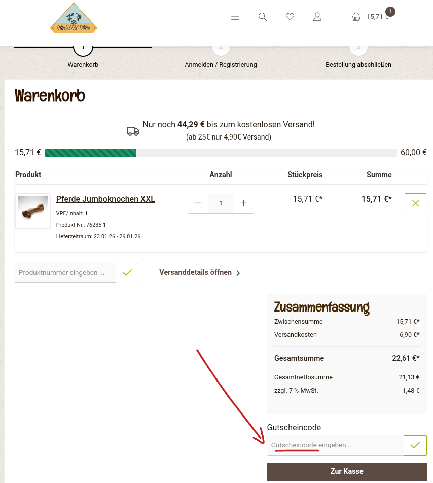 dogisfaction Gutscheincode einlösen