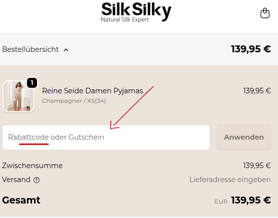 SilkSilky Rabattcode an der Kasse einlösen
