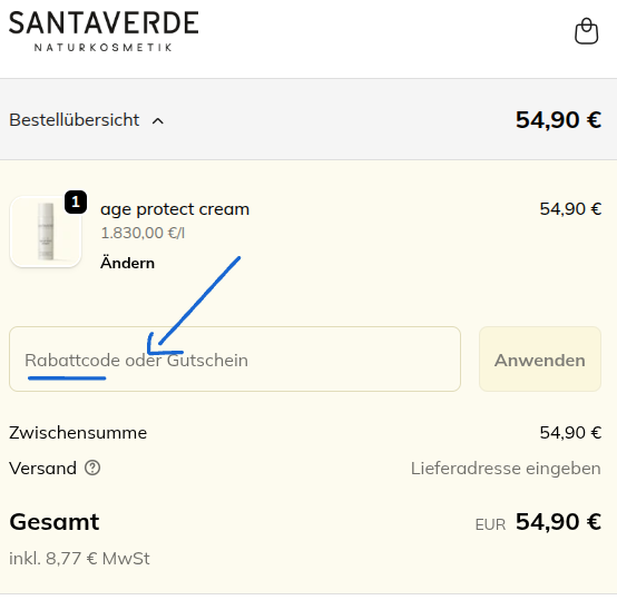 Santaverde Gutschein einlösen