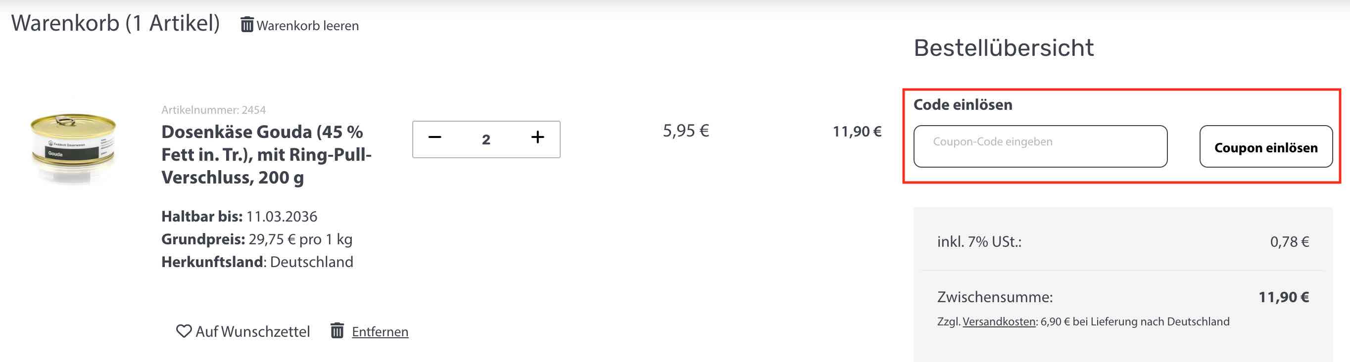 Gutschein einlösen