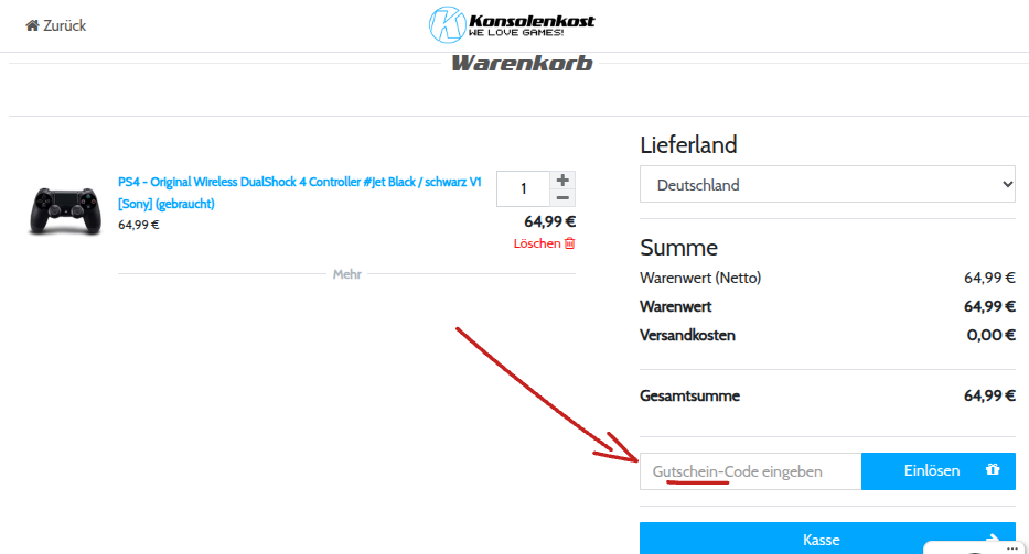 Gutschein-code einlösen