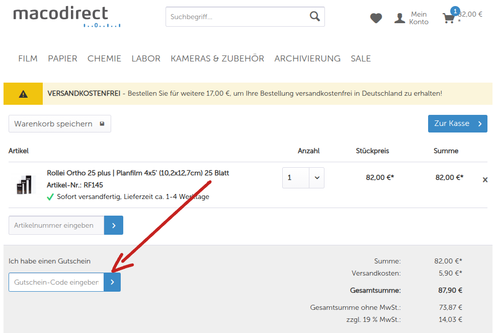 macrodirect gutscheincode einlösen
