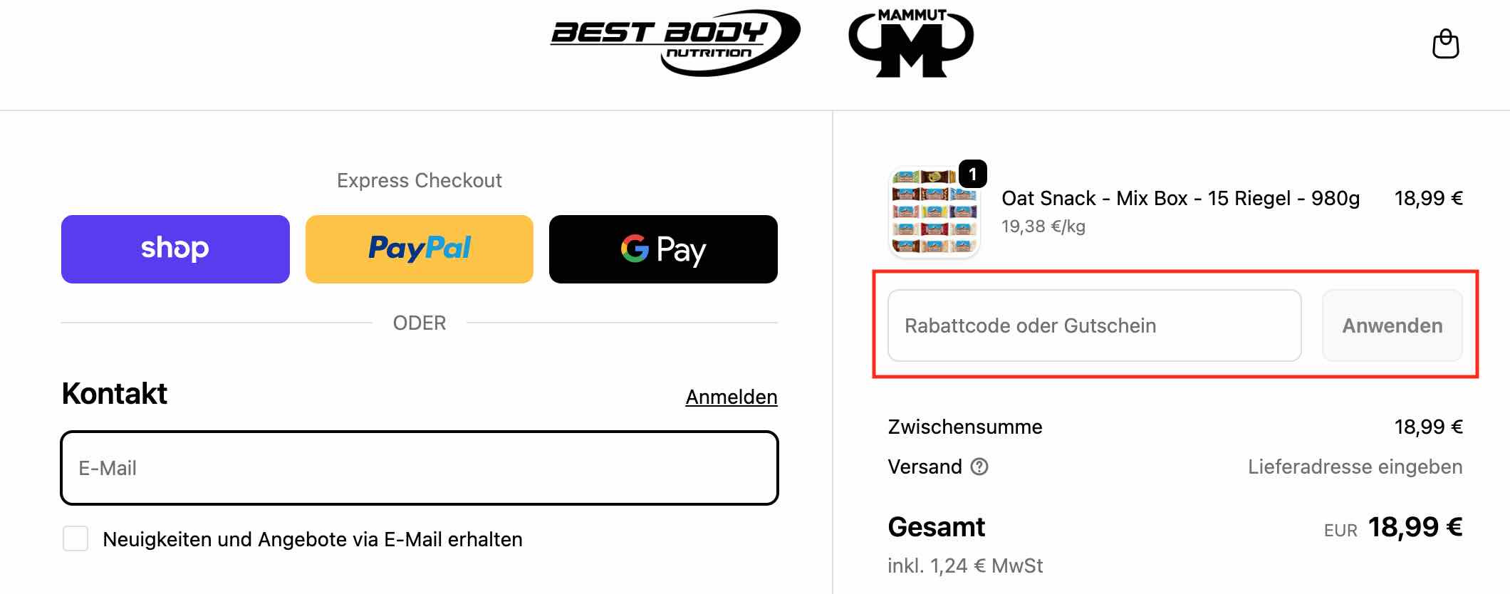 Gutschein einlösen