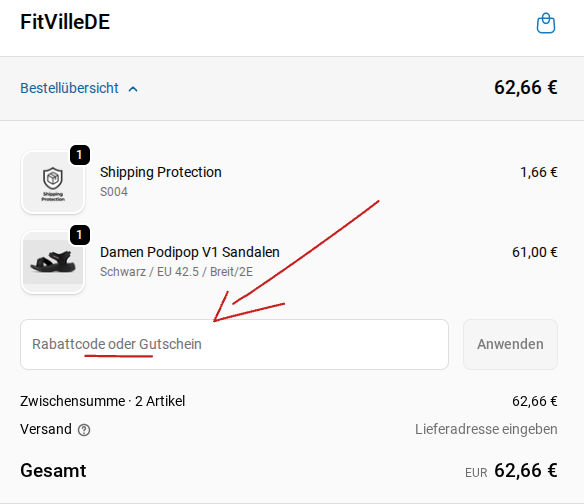Rabattcode einlösenn