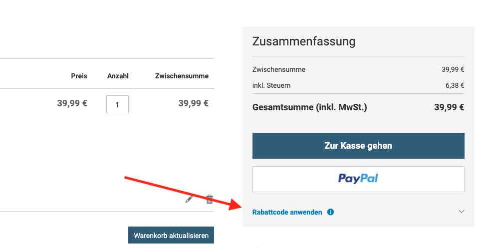 Gutscheinfeld aktivieren