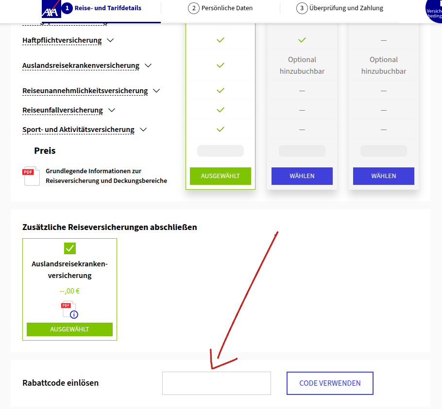 Rabattcode einlösen