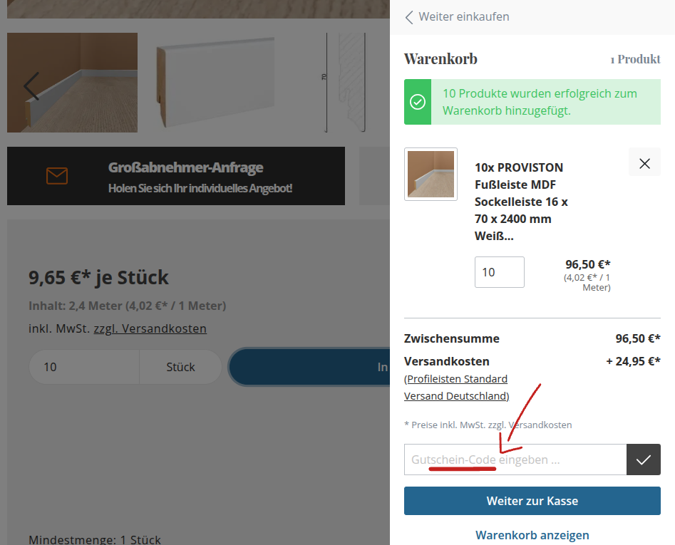 Rabattcode bei Profileisten.de einlösen