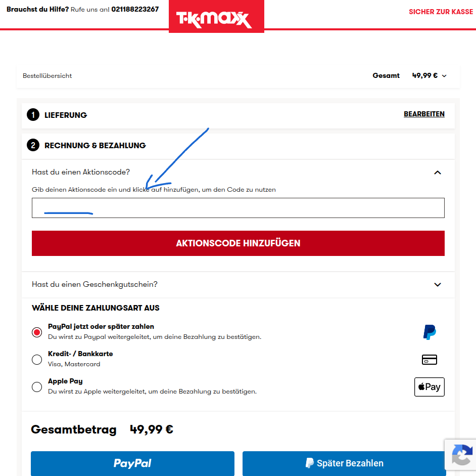 Aktionscode einlösen