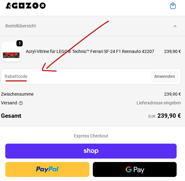 Gozoox Rabattcode einlösen