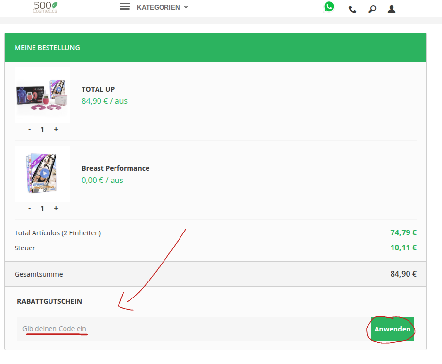 Rabattcode bei 500 Cosmetics einlösen