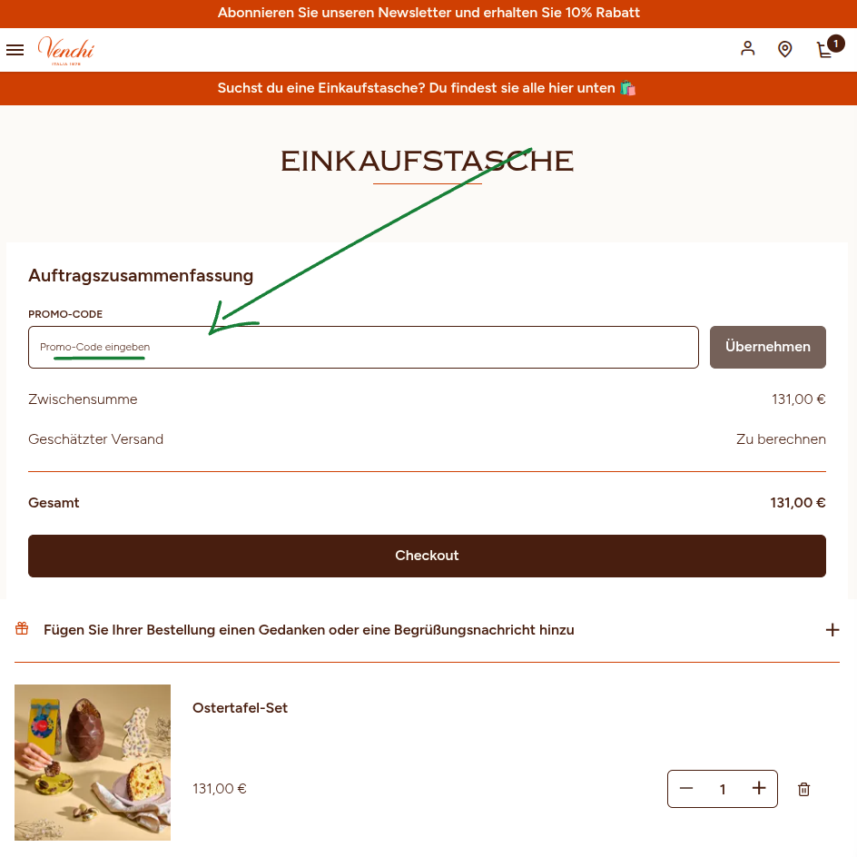Venchi Gutschein einlösen