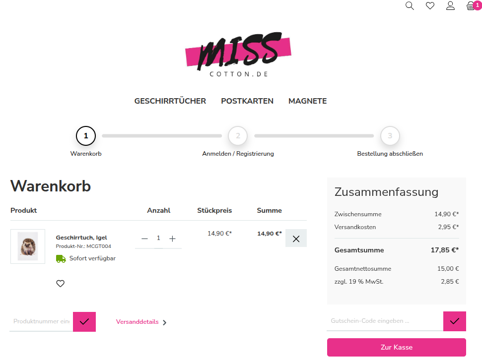miss cotton Warenkorb