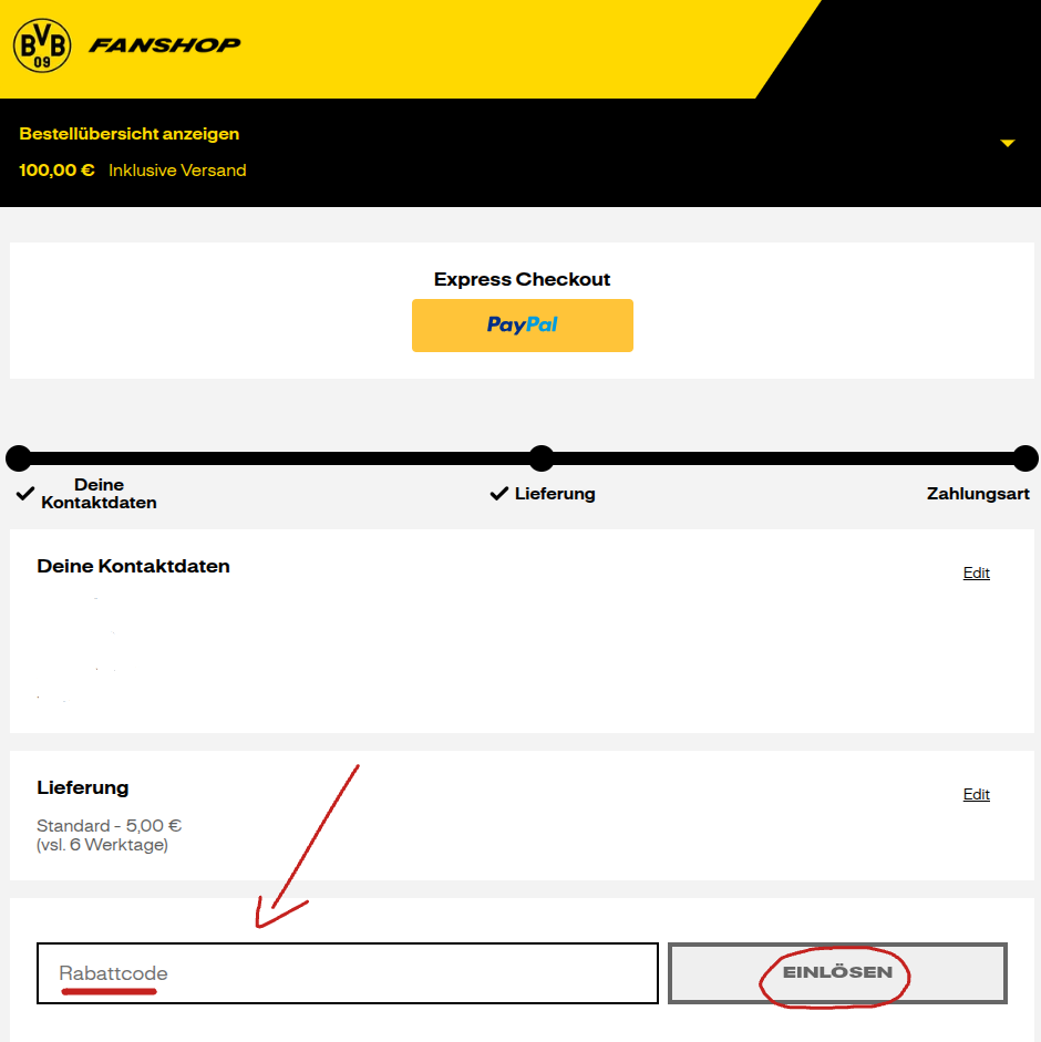 Rabattcode bei BVB Fanshop einlösen