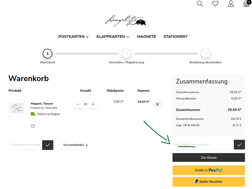 Lange Lutje Warenkorb