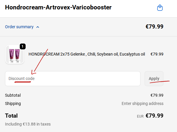 Artrovex Rabattcode einlösen