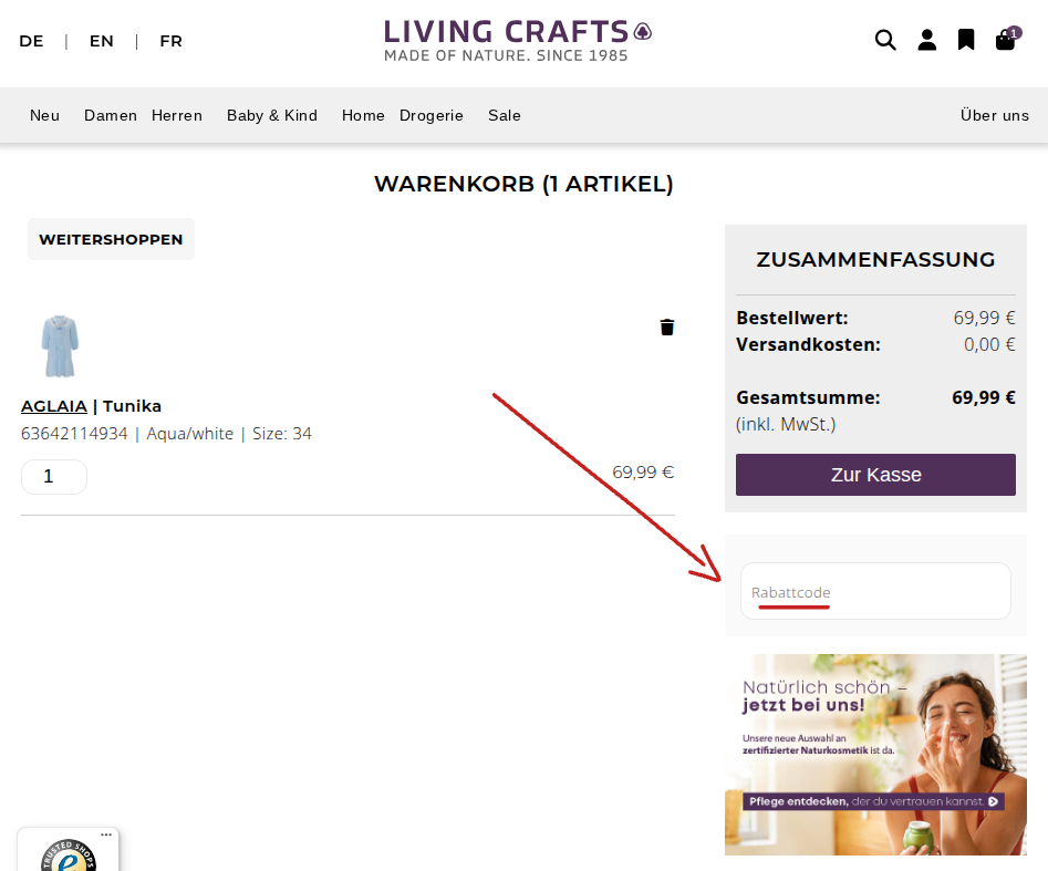 Rabattcode einlösen