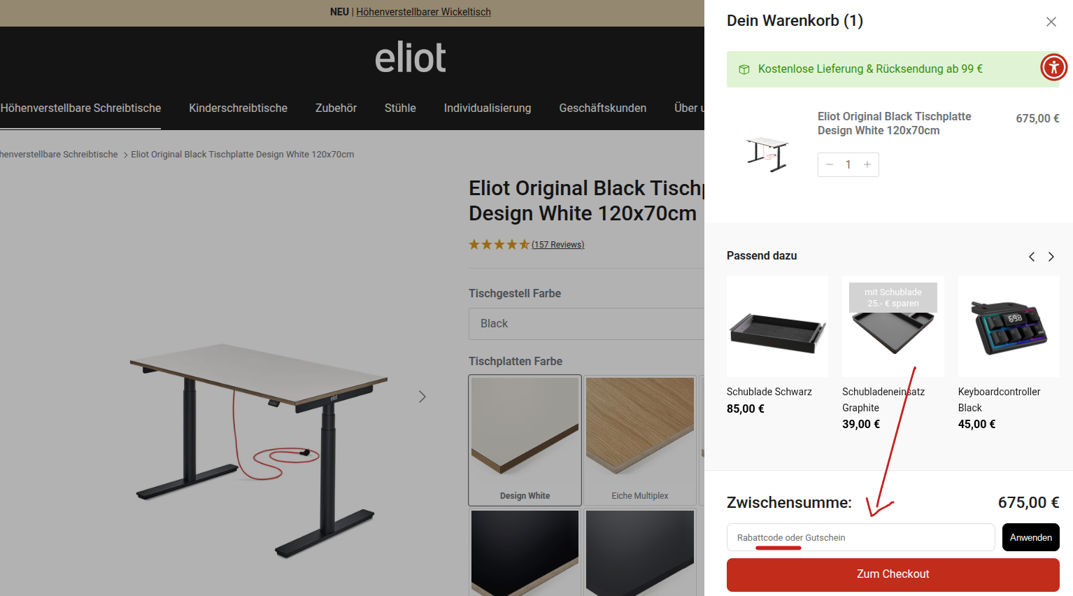 Gutscheincode bei eliot einlösen