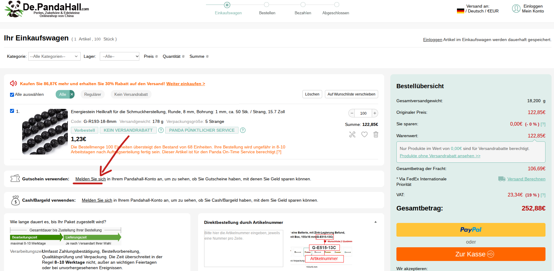pandahall Rabattcode einlösen
