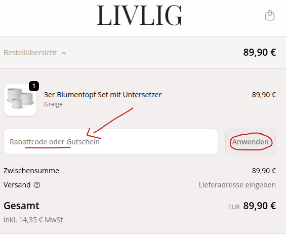 Rabattcode bei Livlig einlösen