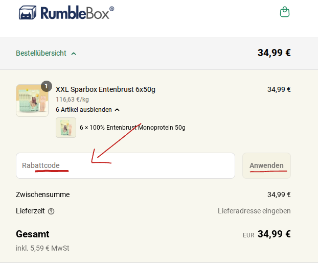 Rumblebox Rabattcode einlösen
