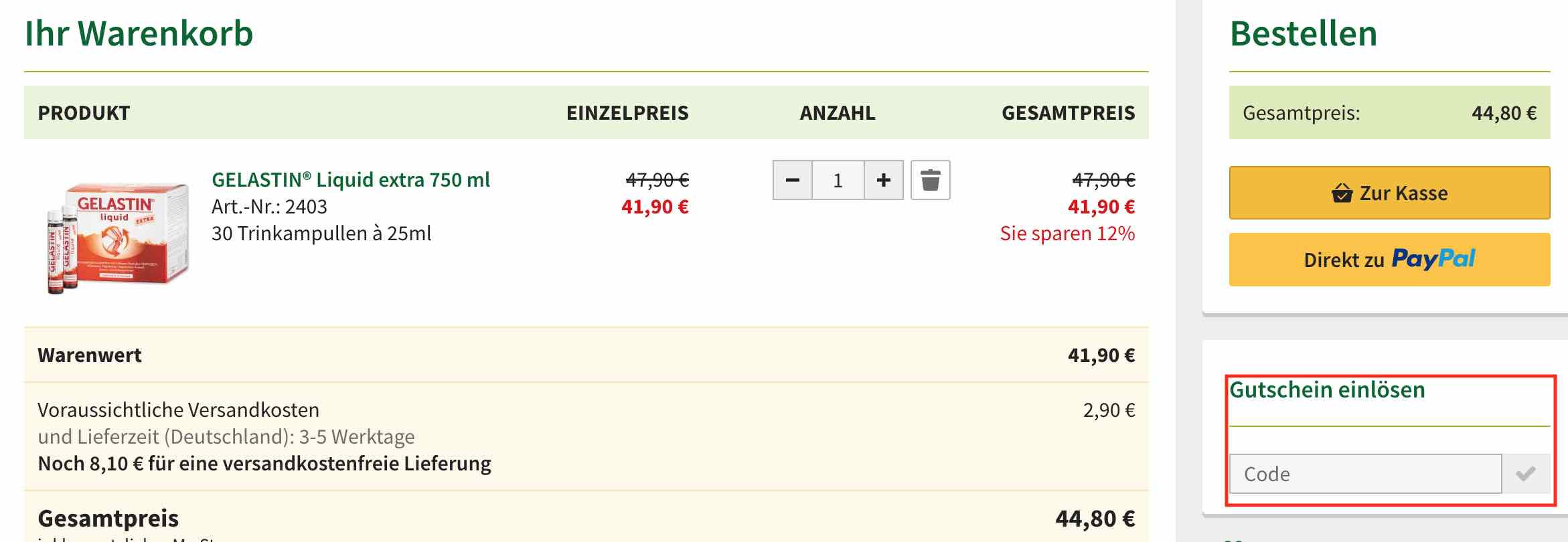 Gutschein einlösen