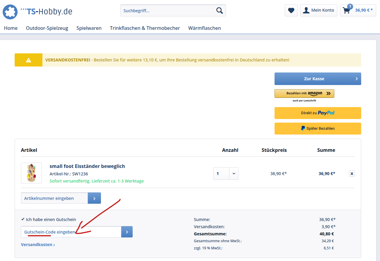 TS-Hobby.de Gutschein einlösen