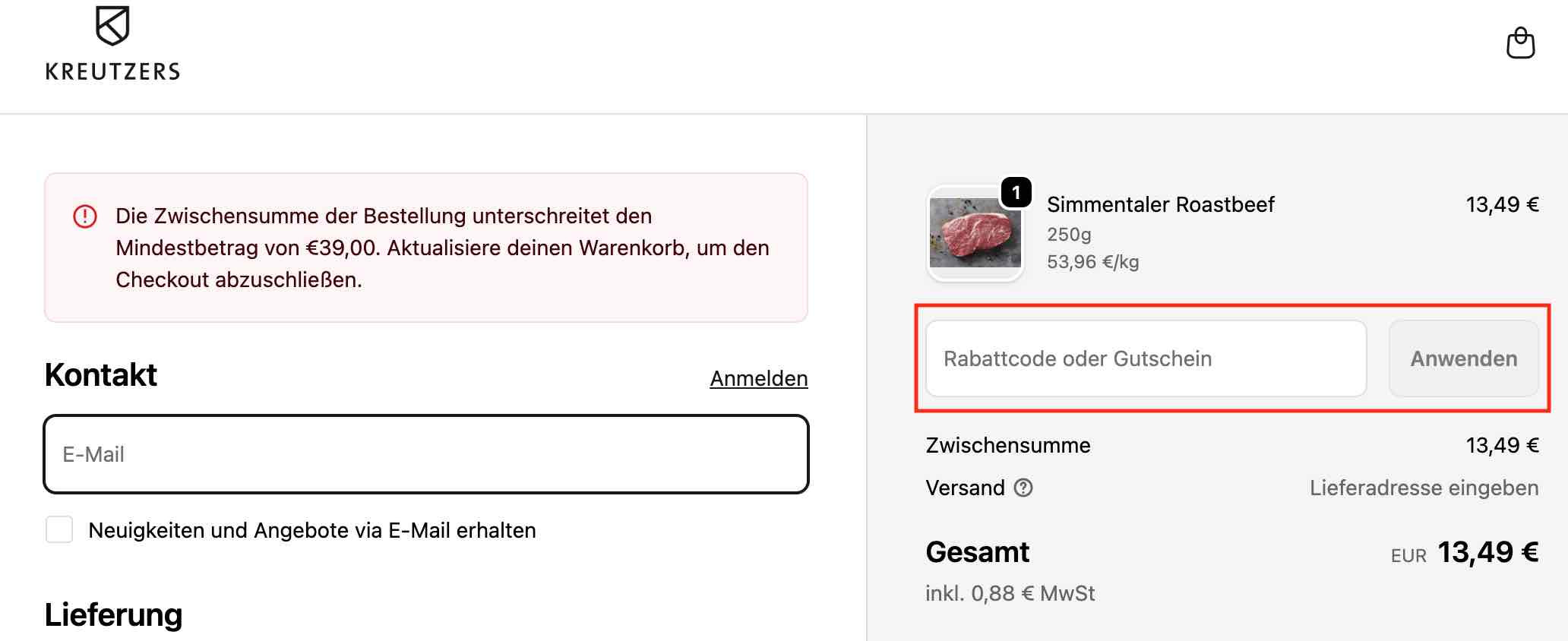 Gutschein einlösen
