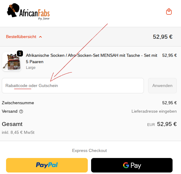 AfricanFabs Rabattcode einlösen