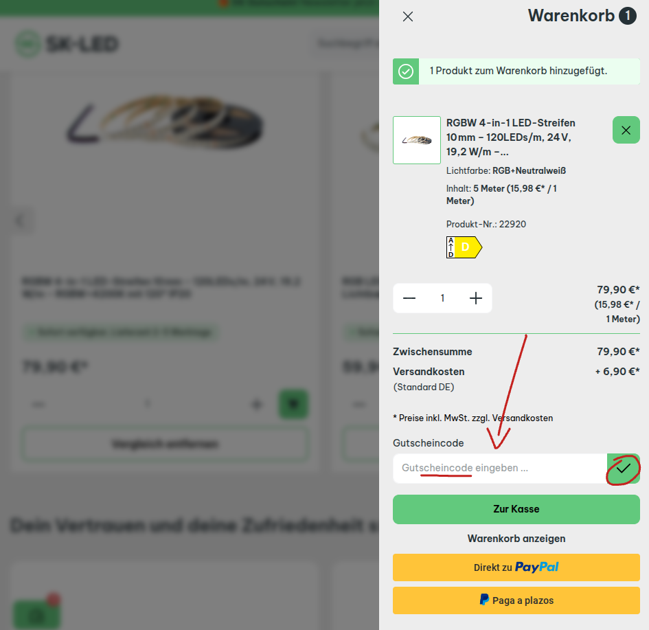 Rabattcode bei Sk-Led einlösen