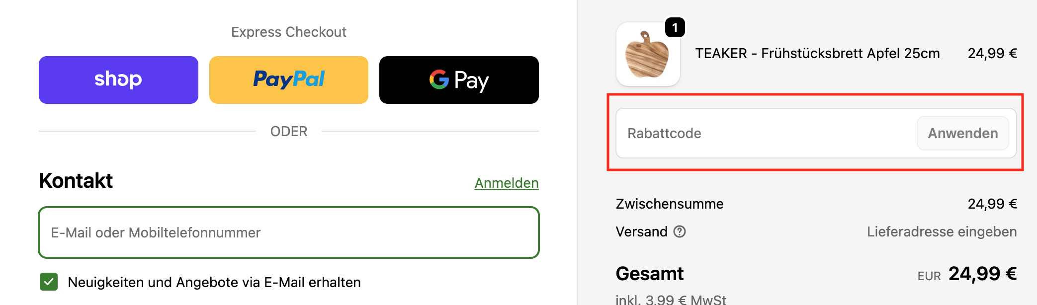 Gutschein einlösen