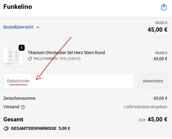 Funkelino Rabattcode einlösen