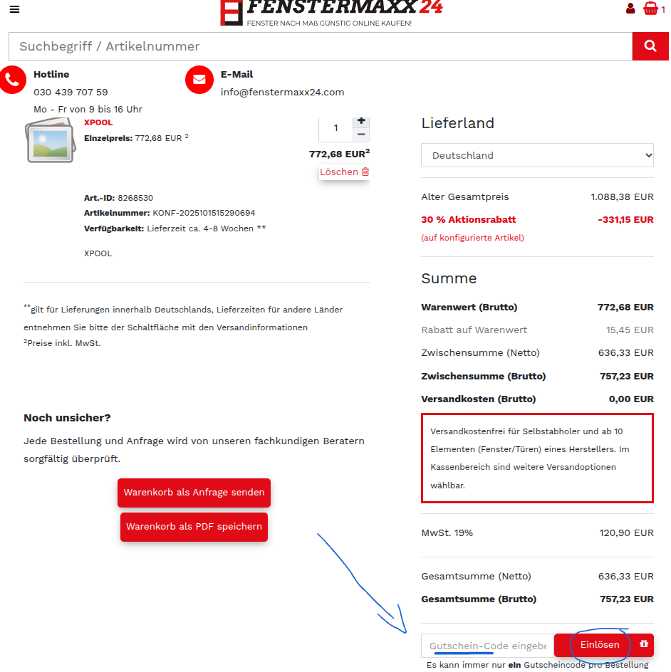 Rabattcode bei Fernstermaxx24 einlösen