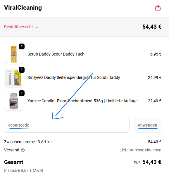 Rabattcode bei ViralCleaning einlösen.