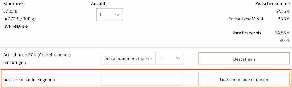 Aliva Apotheke Gutschein eingeben