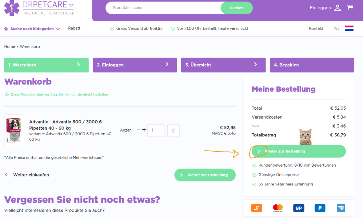 Warenkorb Drpetcare.de
