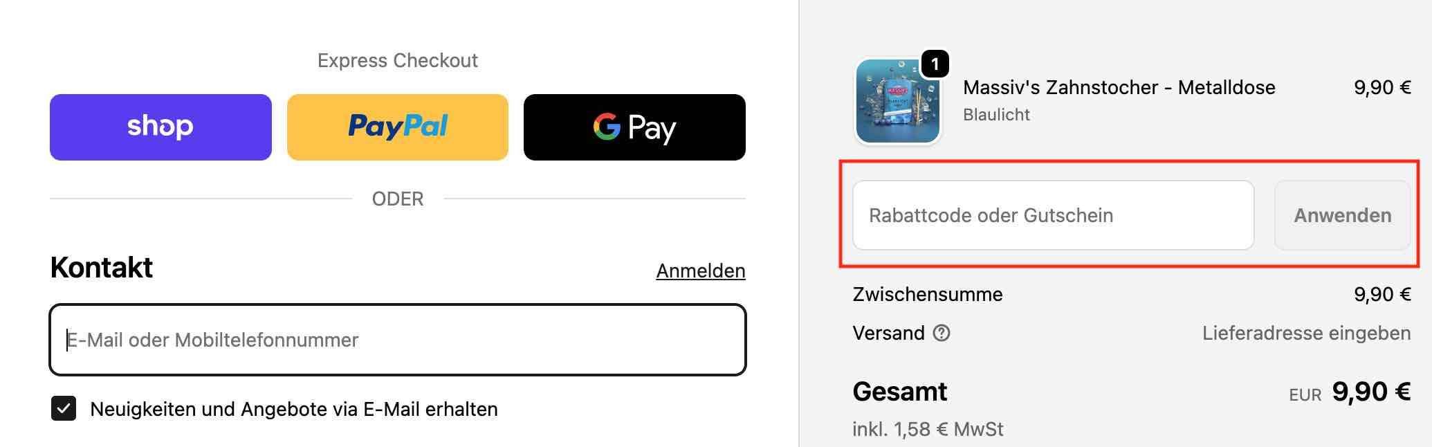 Gutschein einlösen