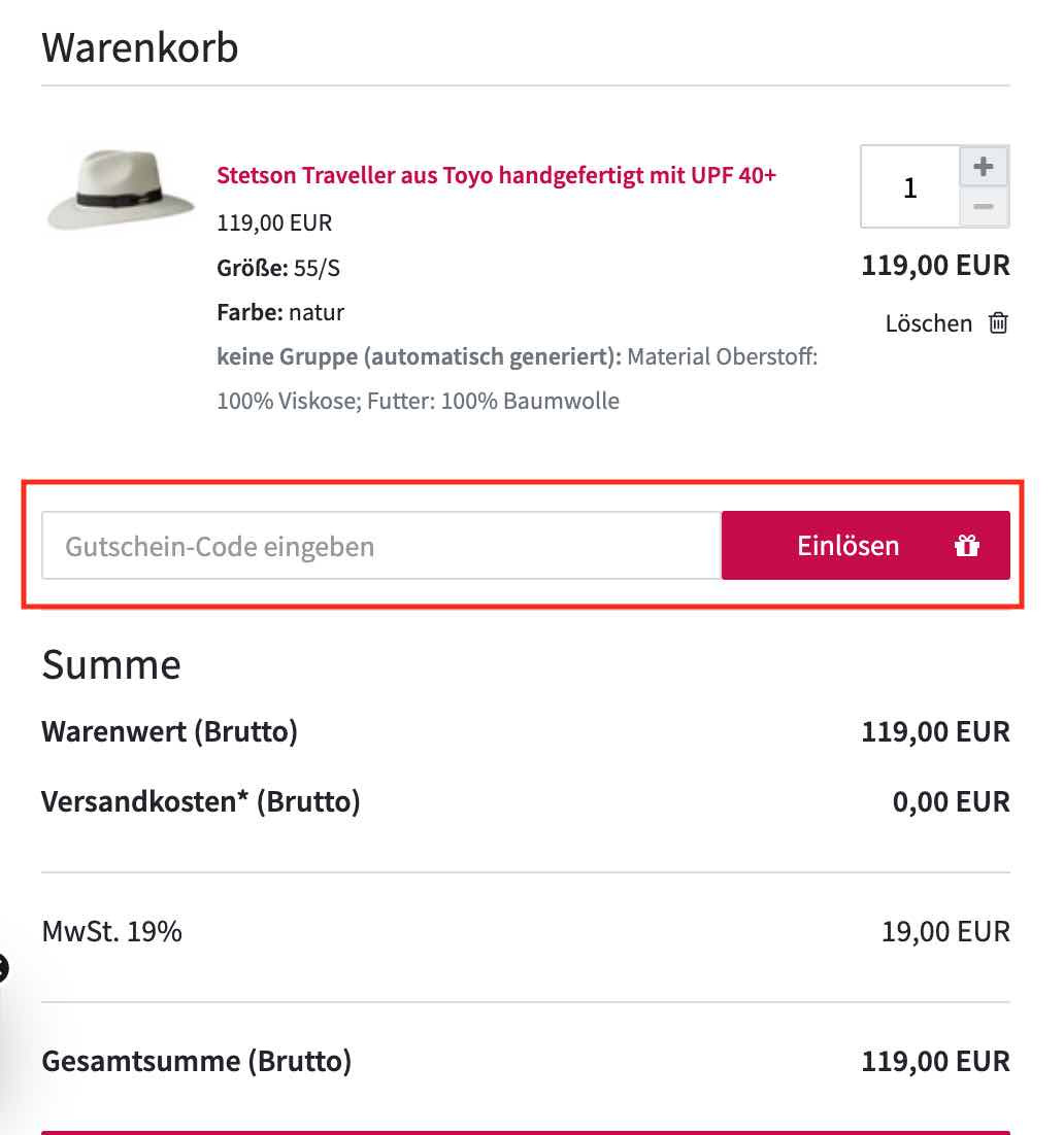 Gutschein einlösen