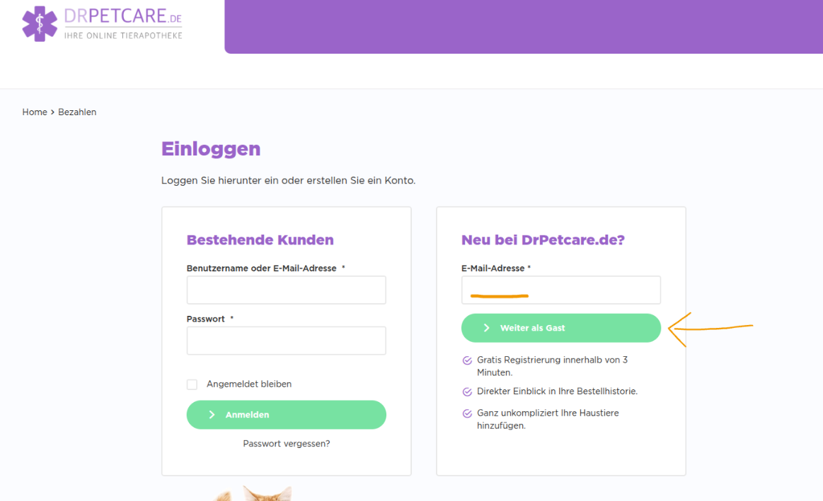Einloggen Drpetcare.de