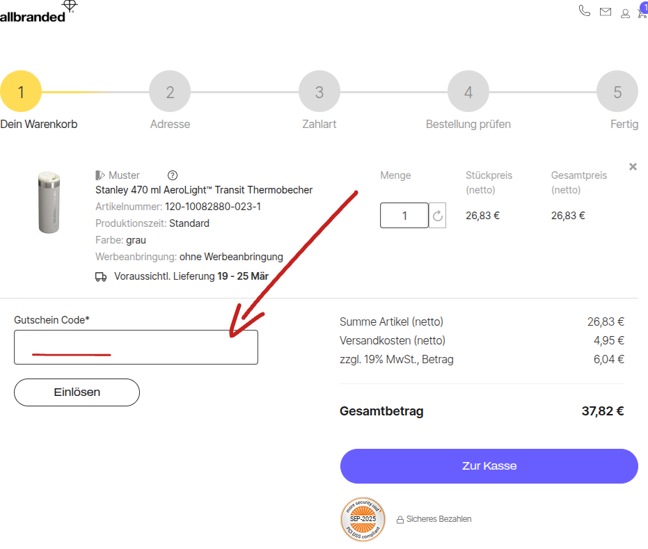 Allbranded gutschein einlösen
